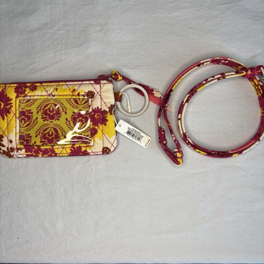 VERA BRADLEY NEW Zip ID Pouch with Lanyard Starstruck Daises Floral Card Holder